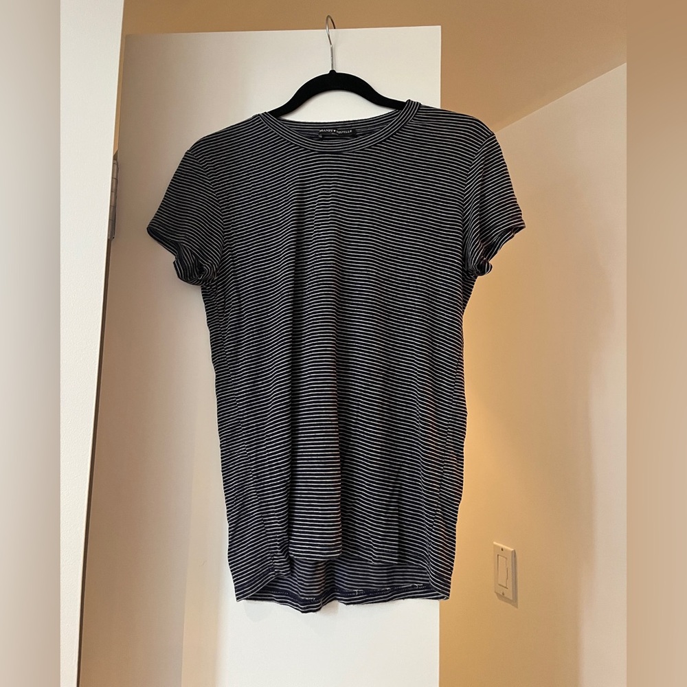 Brandy Melville Navy and White Striped Tee